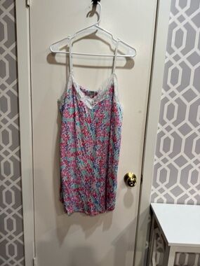 XL P.J. Salvage Pink Floral Lace-Trim Camisole Nightgown